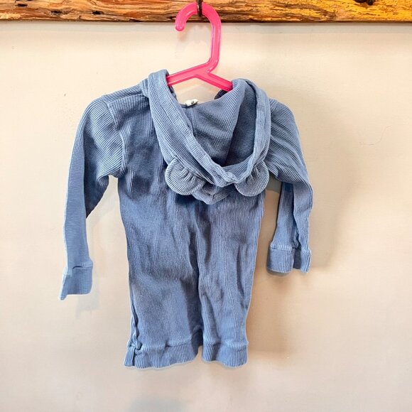 Kate Quinn 3T‎ Blue Waffle Knit Hoodie Tunic With Bear Ears For Toddlers Organic - Picture 3 of 4